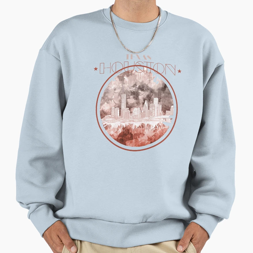 Houston Skyline Sweatshirt - Trendy Graphic Men Women - T-Shirt, Sweatshirt, Hoodie