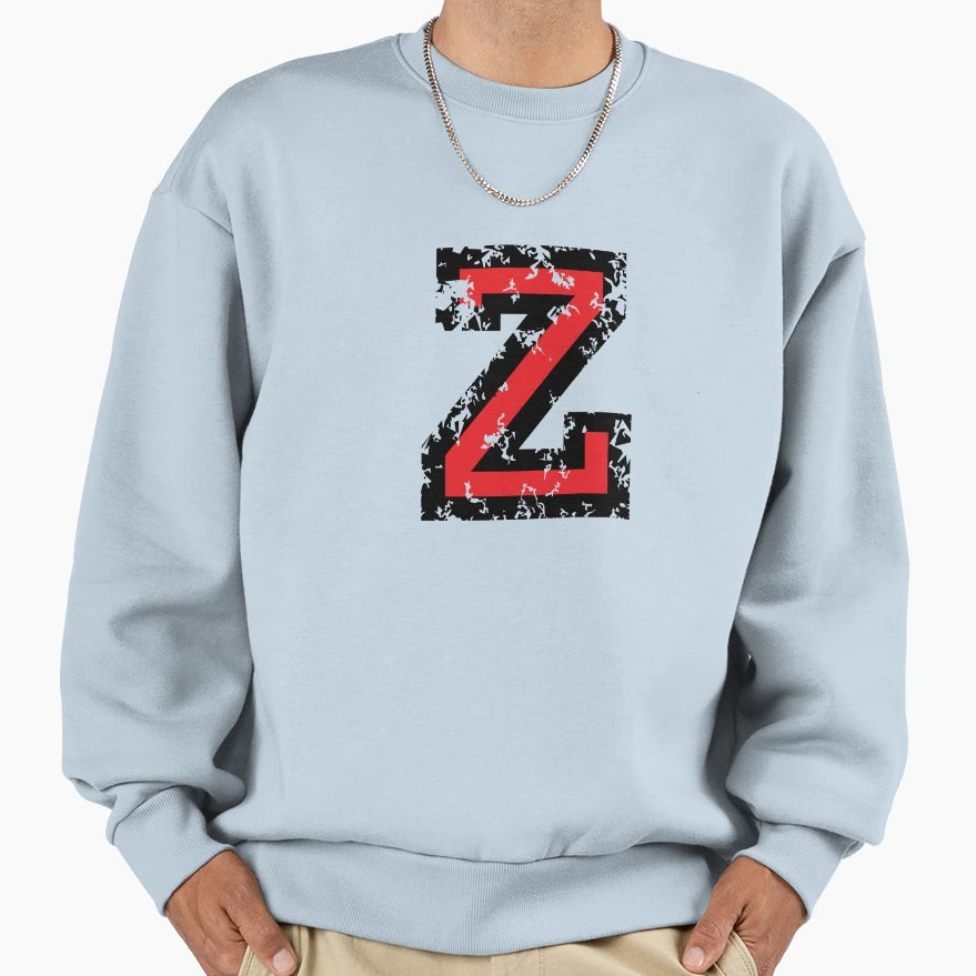 Letter Z Distressed Two Color Sweatshirt - Custom Art Print for Adults - T-Shirt, Sweatshirt, Hoodie