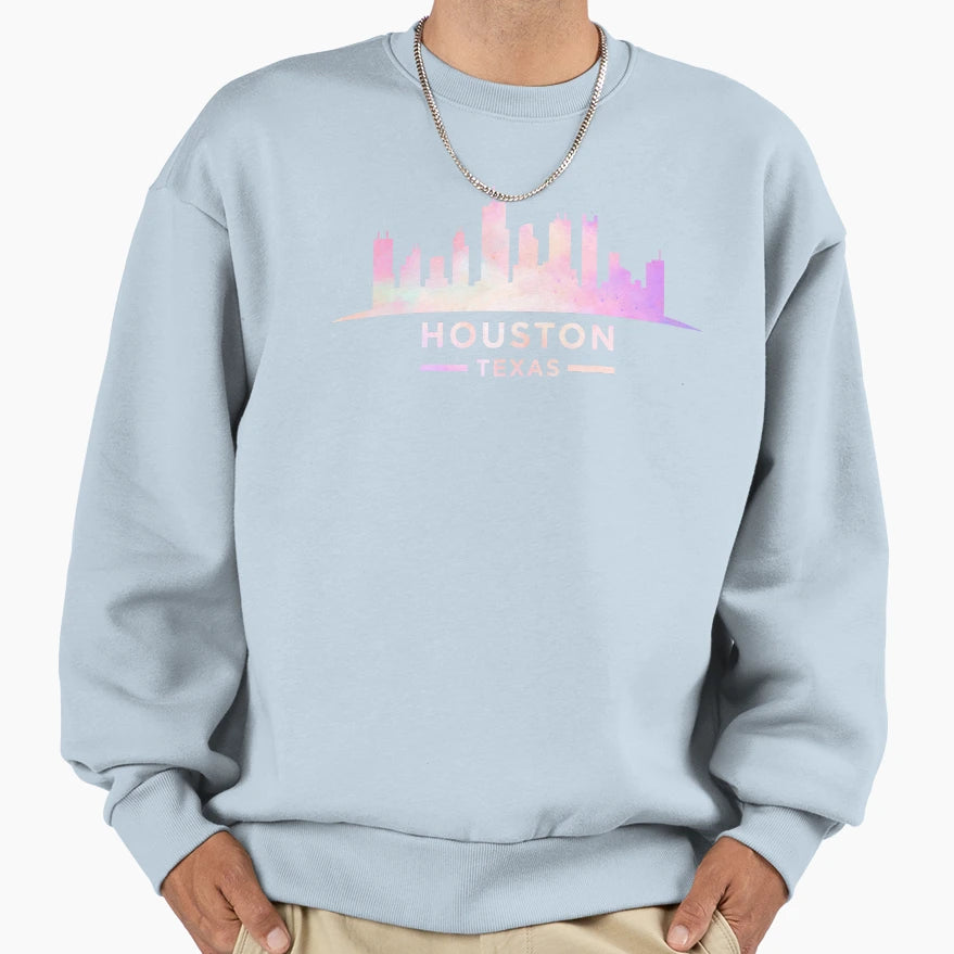 City Skyline Houston Texas Sweatshirt - Minimalist Print Men Women - T-Shirt, Sweatshirt, Hoodie