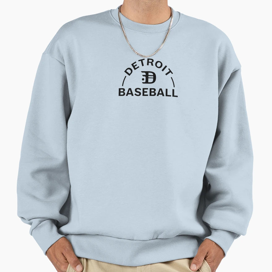 Detroit Baseball Badge Black Sweatshirt - Aesthetic Graphic Men Women - T-Shirt, Sweatshirt, Hoodie