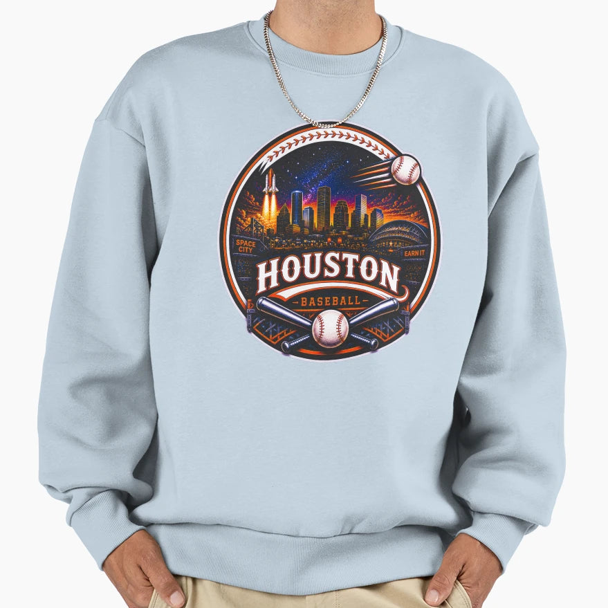 Houston Baseball Logo Space City Sports Hoodie - Trendy Graphic for Adults - T-Shirt, Sweatshirt, Hoodie