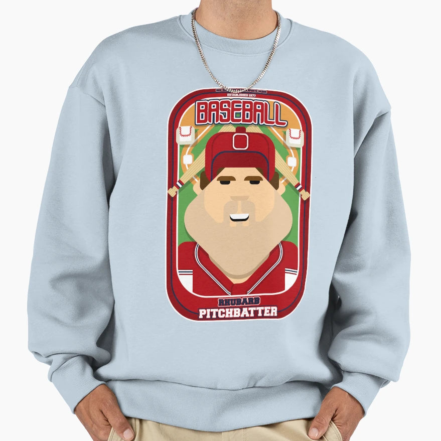 Baseball Red Blue White Rhubarb Sweatshirt - Fun Novelty Design for Adults - T-Shirt, Sweatshirt, Hoodie