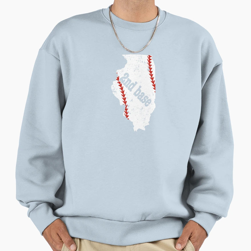 Second Base Baseball Illinois Softball T-Shirt - Trendy Graphic for Adults - T-Shirt, Sweatshirt, Hoodie