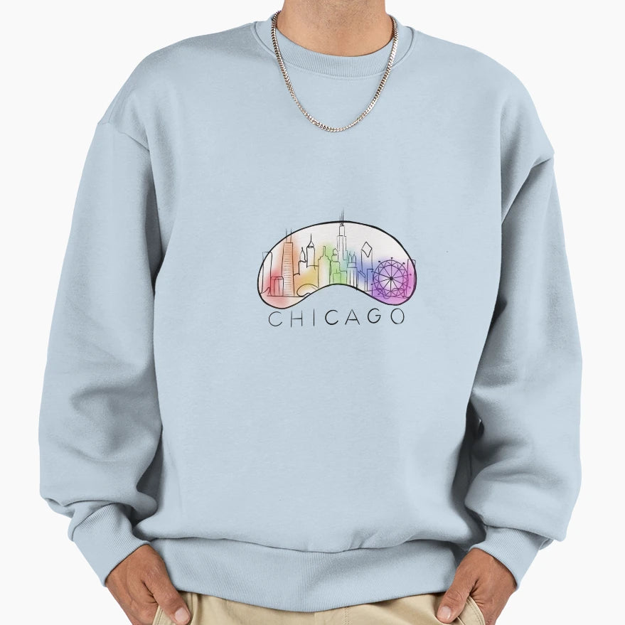 Chicago Skyline Sweatshirt - Unique Graphic for Adults - T-Shirt, Sweatshirt, Hoodie