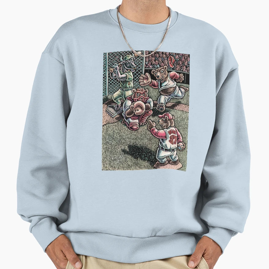 Bulls And Bears Play Baseball Sweatshirt - Fun Novelty Design Men Women - T-Shirt, Sweatshirt, Hoodie