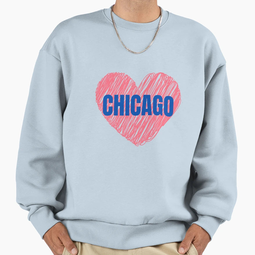 I Love Chicago Heart Sweatshirt - Streetwear Style Men Women - T-Shirt, Sweatshirt, Hoodie
