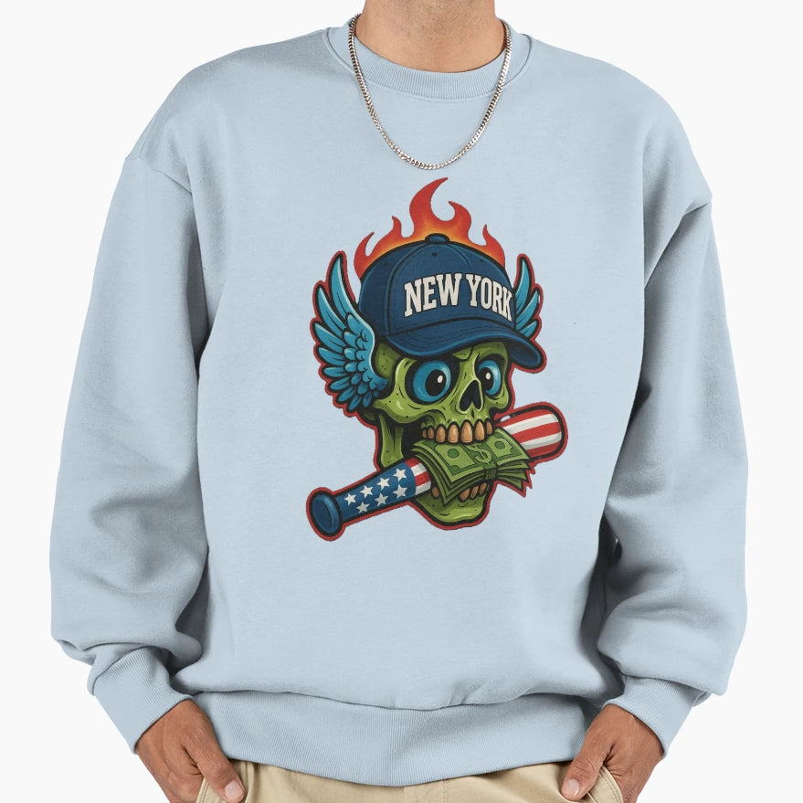 New York Skull Hustler Sweatshirt - Minimalist Print Men Women - T-Shirt, Sweatshirt, Hoodie