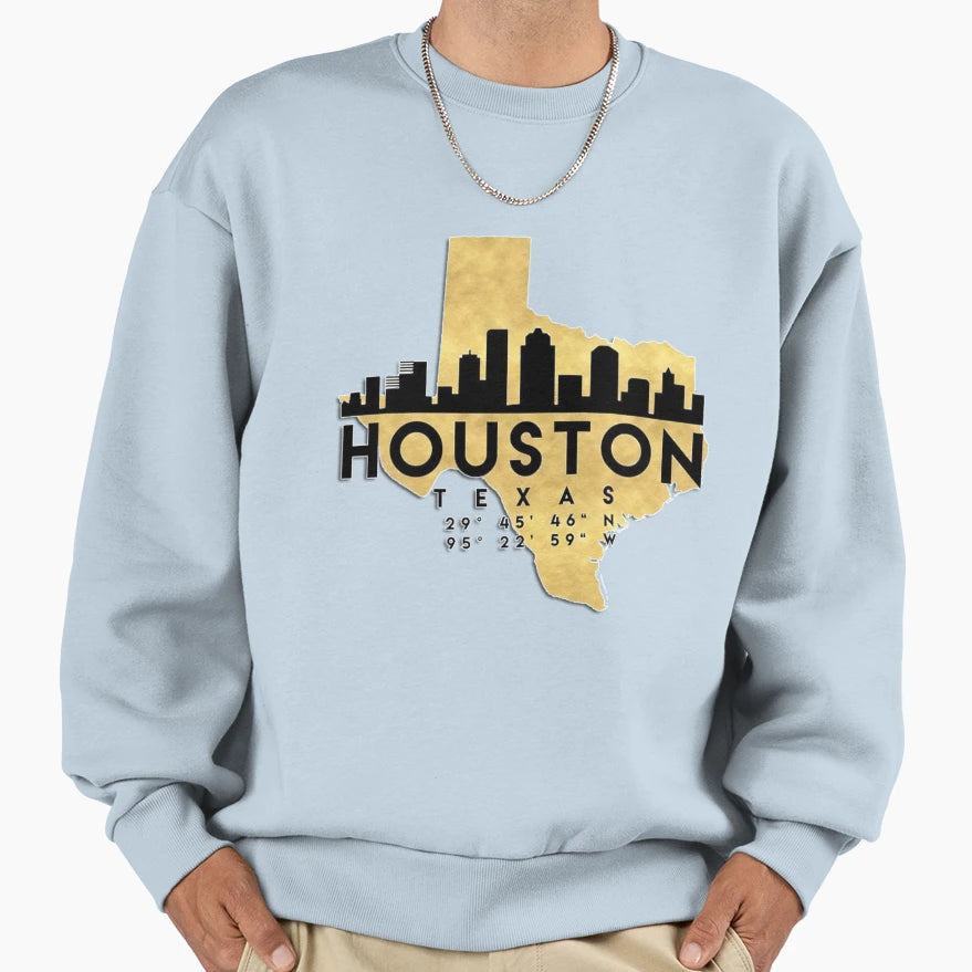 Houston Skyline Texas Sweatshirt - Fun Novelty Design Men Women - T-Shirt, Sweatshirt, Hoodie