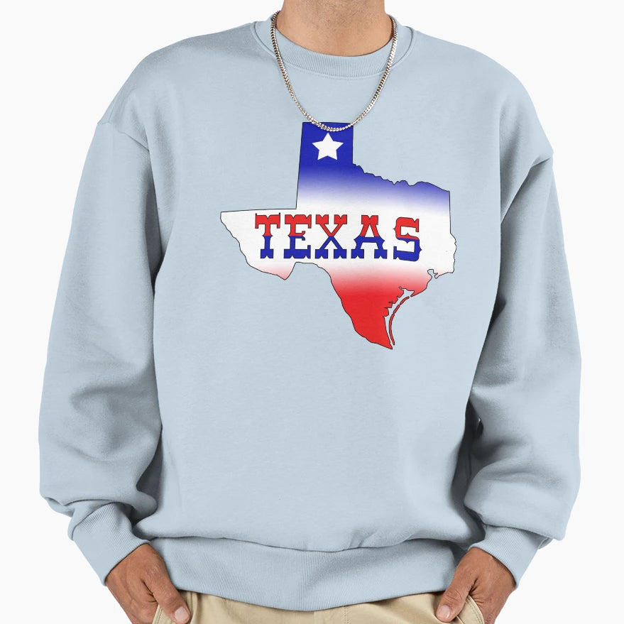 Texas Map Texas Flag Sweatshirt - Aesthetic Graphic for Adults - T-Shirt, Sweatshirt, Hoodie