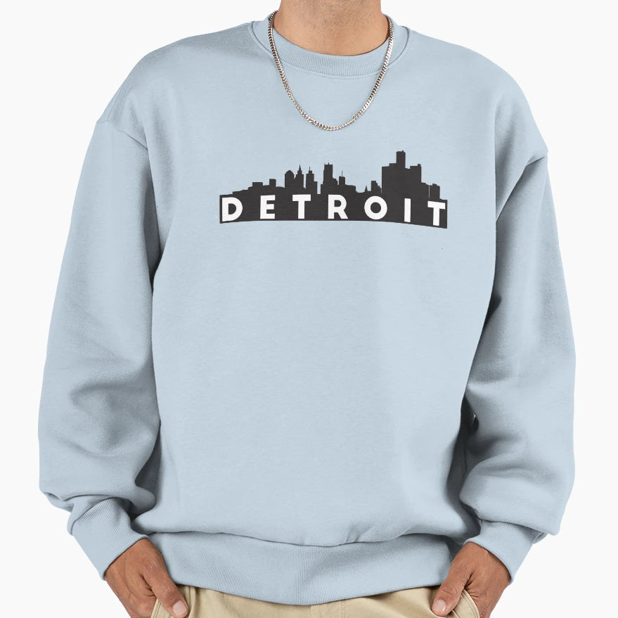 Detroit Skyline Sweatshirt - Casual Everyday Wear Men Women - T-Shirt, Sweatshirt, Hoodie