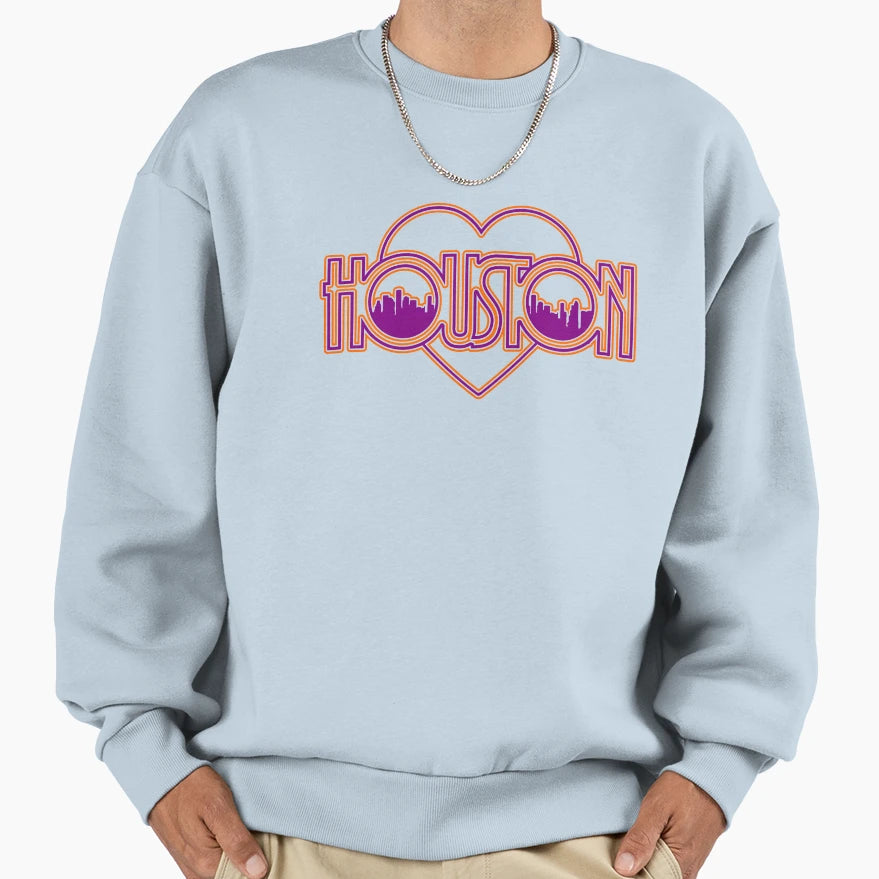 Luv Ya Houston Skyline Sweatshirt - Aesthetic Graphic for Adults - T-Shirt, Sweatshirt, Hoodie