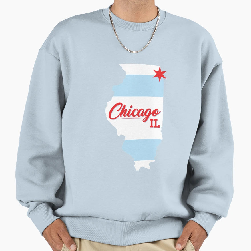 Chicago Il Sweatshirt - Custom Art Print Unisex - T-Shirt, Sweatshirt, Hoodie
