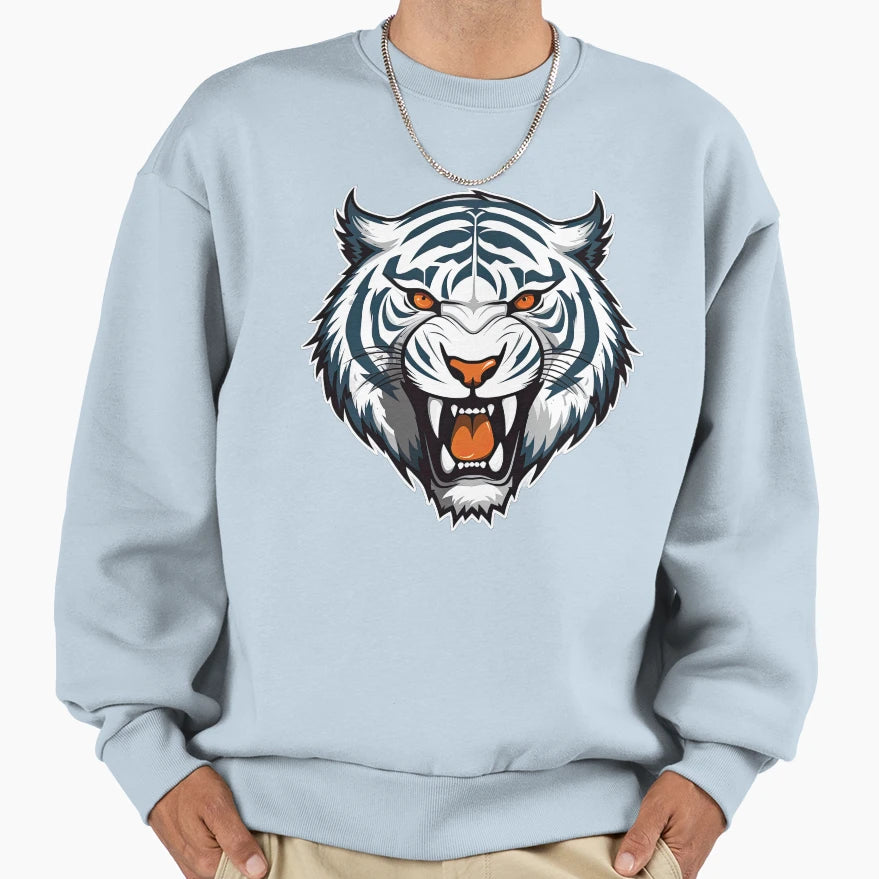 Menacing White Tiger Sweatshirt - Streetwear Style Unisex - T-Shirt, Sweatshirt, Hoodie