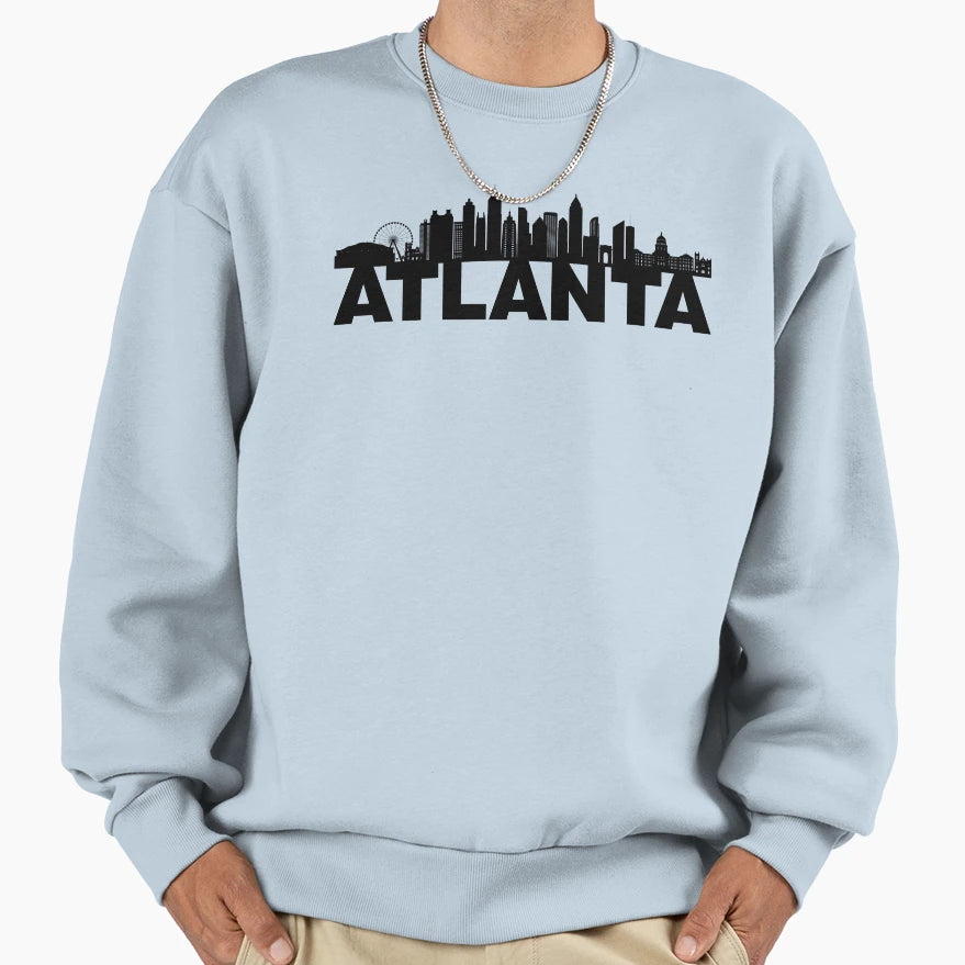 Atlanta Ga Silhouetted Skyline Sweatshirt - Aesthetic Graphic Unisex - T-Shirt, Sweatshirt, Hoodie