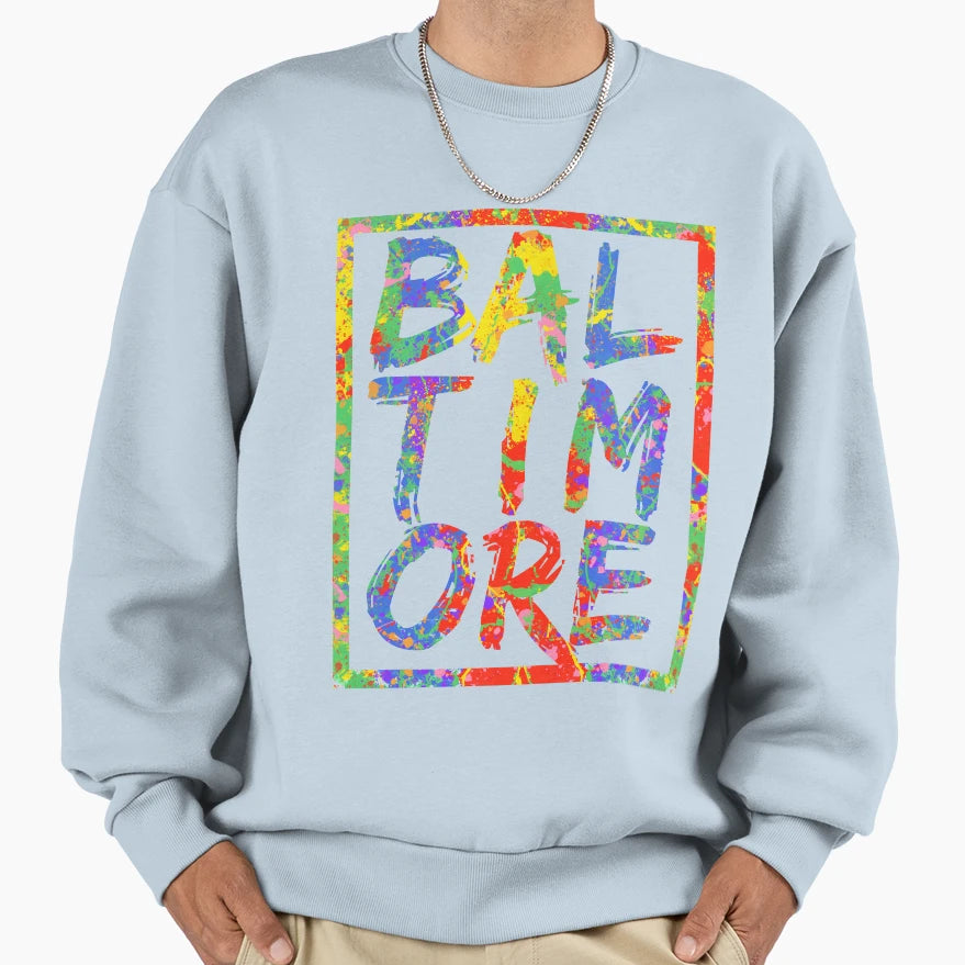 Baltimore 3 Level Rectangle Paint Sweatshirt - Trendy Graphic Men Women - T-Shirt, Sweatshirt, Hoodie
