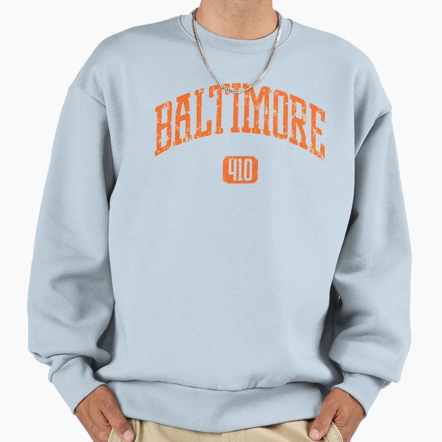 Baltimore 410 Orange Sweatshirt - Streetwear Style for Adults - T-Shirt, Sweatshirt, Hoodie