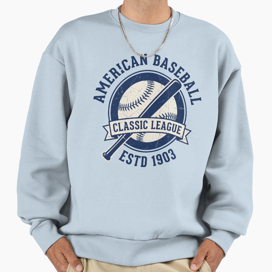 American Baseball League Emblem Sweatshirt - Fun Novelty Design Unisex - T-Shirt, Sweatshirt, Hoodie