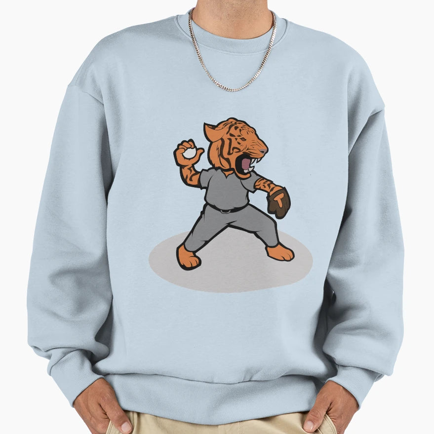Tiger Throw Sport Baseball Sweatshirt - Streetwear Style for Adults - T-Shirt, Sweatshirt, Hoodie
