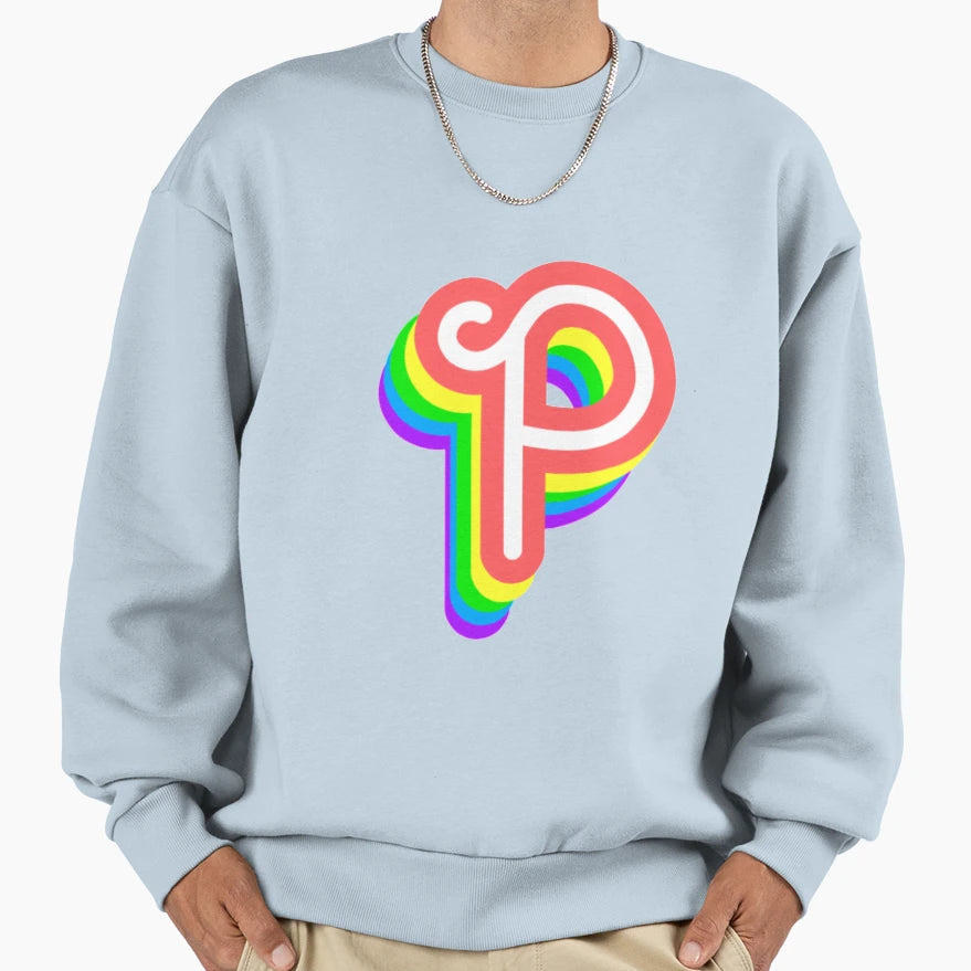 Funky Rainbow Letter P Sweatshirt - Streetwear Style for Adults - T-Shirt, Sweatshirt, Hoodie