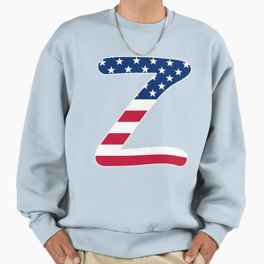 Letter Z Capital Alphabet American Sweatshirt - Novelty Apparel for Adults - T-Shirt, Sweatshirt, Hoodie