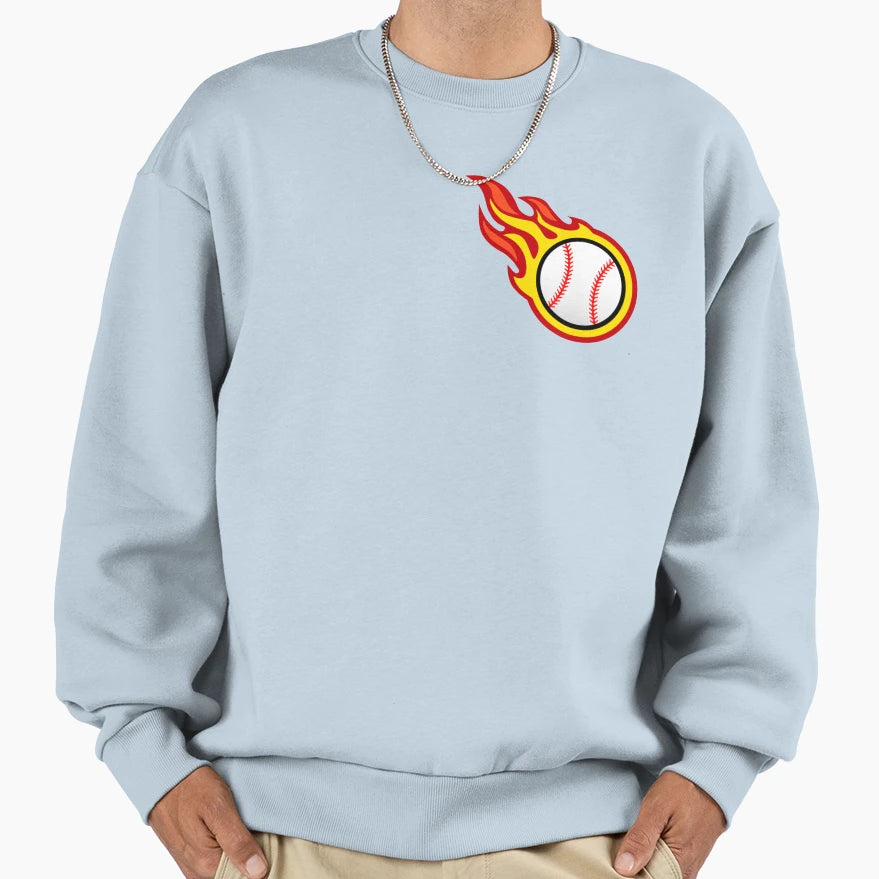 Baseball Fire Sweatshirt - Trendy Graphic Unisex - T-Shirt, Sweatshirt, Hoodie