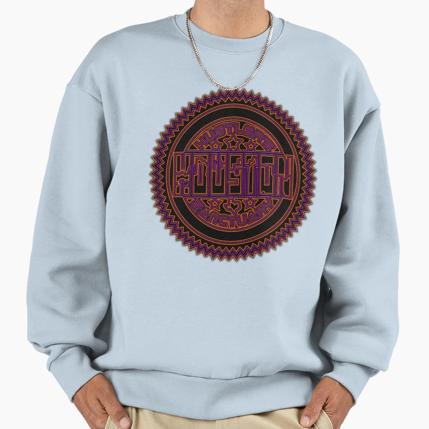 Hustlers Sanctuary Blue Orange Sweatshirt - Minimalist Print for Adults - T-Shirt, Sweatshirt, Hoodie