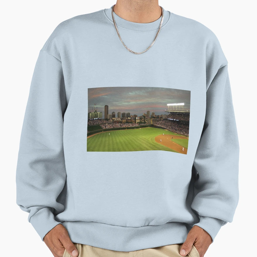 Wrigley Field Dusk Sweatshirt - Unique Graphic for Adults - T-Shirt, Sweatshirt, Hoodie
