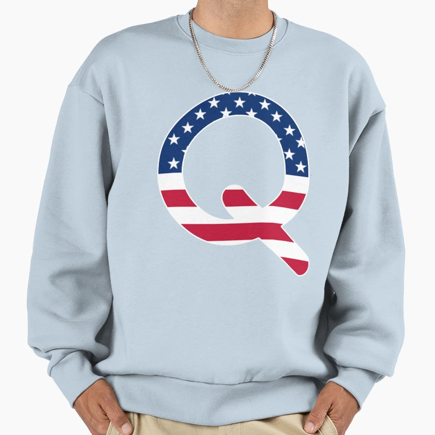 Letter Q Capital Alphabet American Sweatshirt - Minimalist Print Men Women - T-Shirt, Sweatshirt, Hoodie