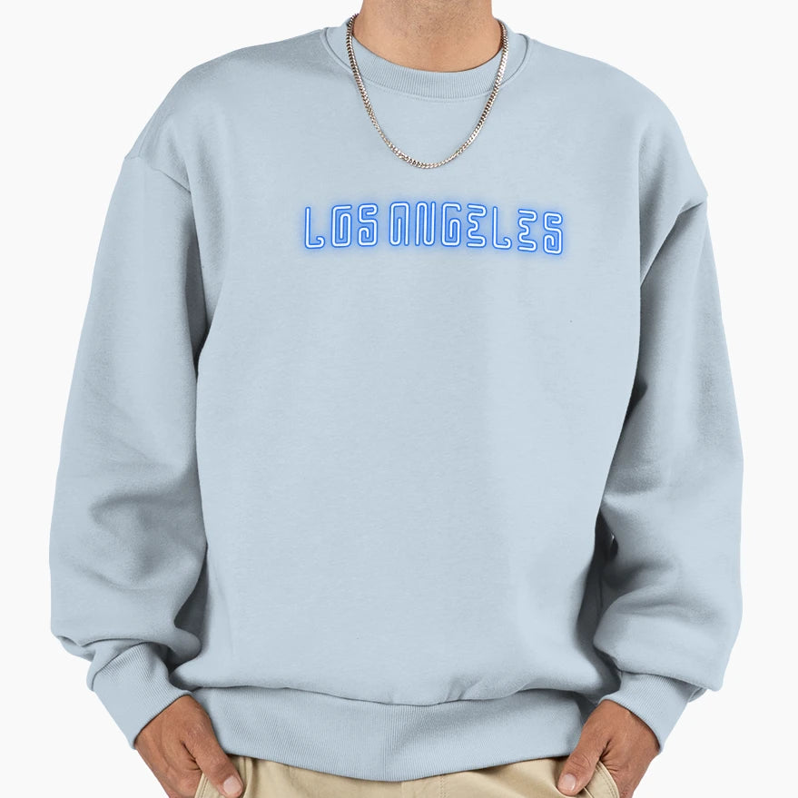 Los Angeles Neon Effect Blue Sweatshirt - Casual Everyday Wear Unisex - T-Shirt, Sweatshirt, Hoodie