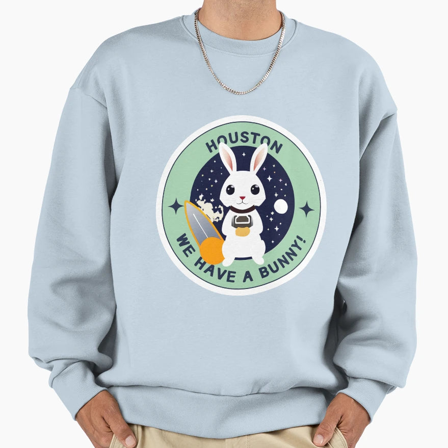 Houston We Have Bunny Sweatshirt - Minimalist Print for Adults - T-Shirt, Sweatshirt, Hoodie