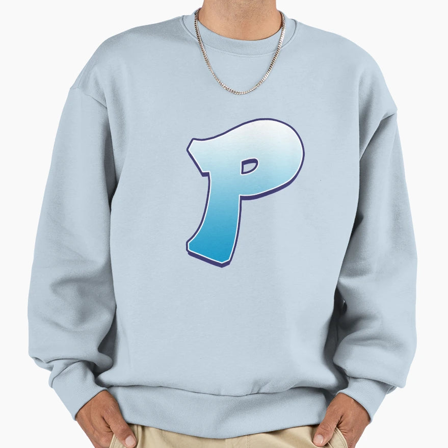 Letter P Blue Sweatshirt - Unique Graphic Unisex - T-Shirt, Sweatshirt, Hoodie