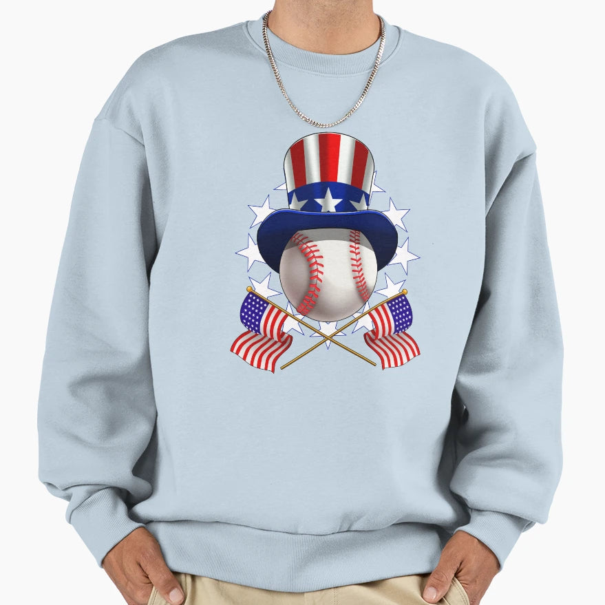 American Baseball 4Th July Sweatshirt - Aesthetic Graphic Unisex - T-Shirt, Sweatshirt, Hoodie