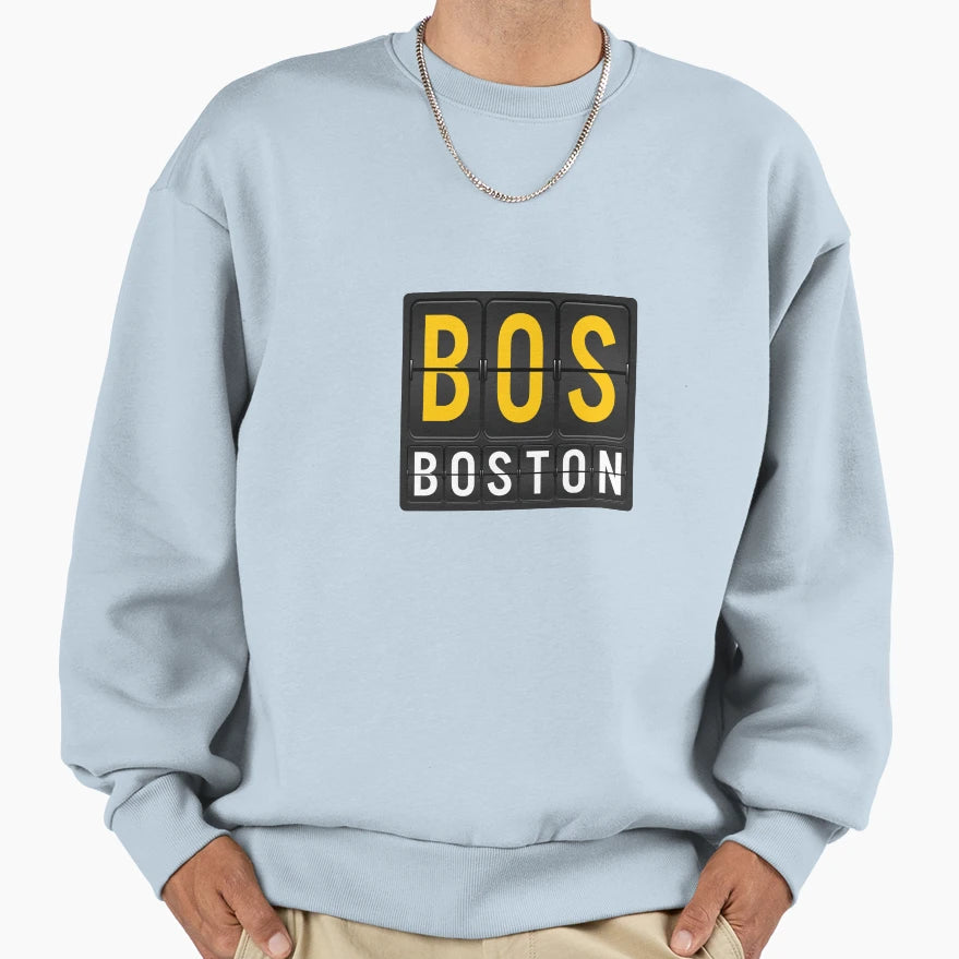 Bos Boston Airport Code Sweatshirt - Unique Graphic for Adults - T-Shirt, Sweatshirt, Hoodie