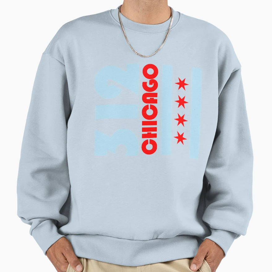Chicago Flag 312 Sweatshirt - Graphic Print Men Women - T-Shirt, Sweatshirt, Hoodie