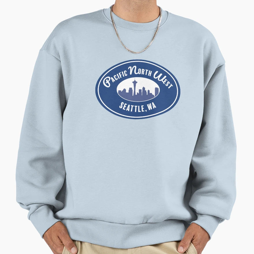 Pacific North West Seattle Blue Sweatshirt - Graphic Print Men Women - T-Shirt, Sweatshirt, Hoodie