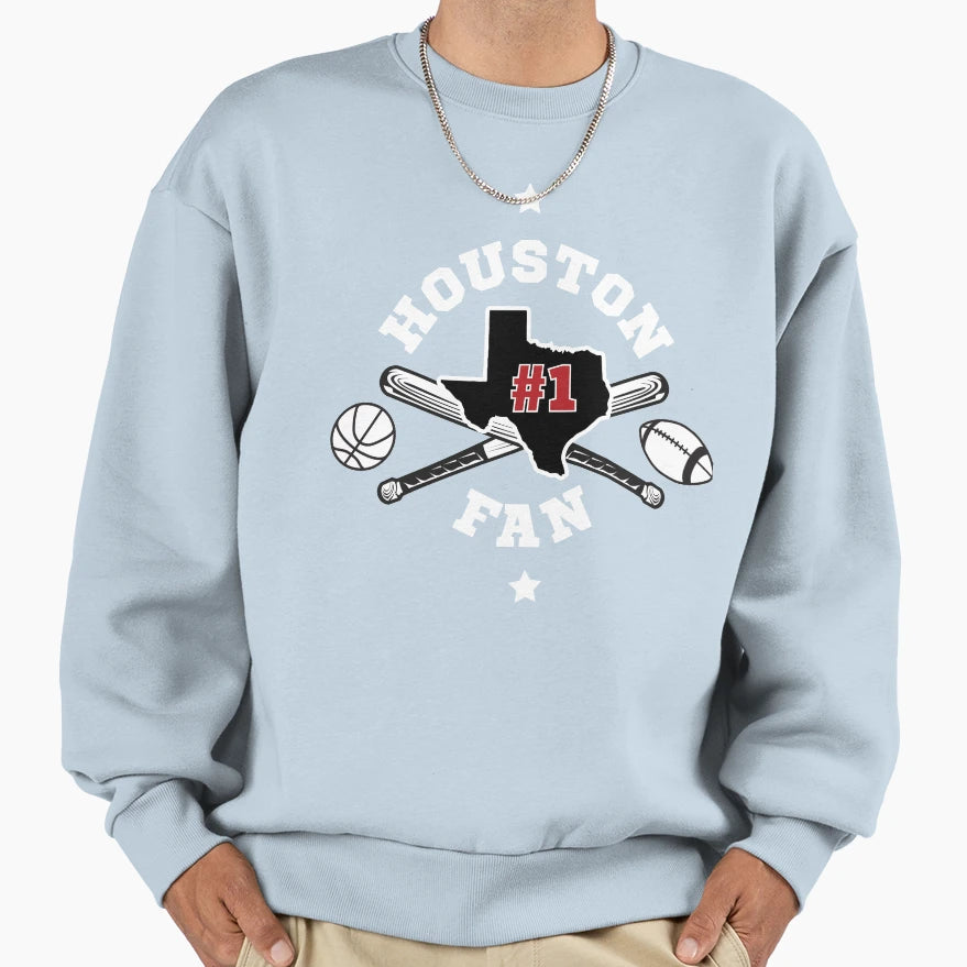 Houston 1 Fan White Sweatshirt - Casual Everyday Wear for Adults - T-Shirt, Sweatshirt, Hoodie