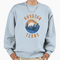 Weathered Houston Texas Skyline Sweatshirt - Graphic Print for Adults - T-Shirt, Sweatshirt, Hoodie