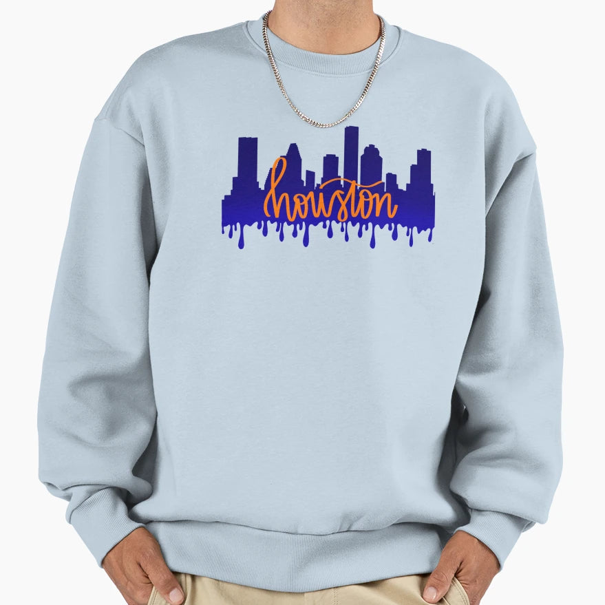 Houston Skyline Sweatshirt - Aesthetic Graphic for Adults - T-Shirt, Sweatshirt, Hoodie