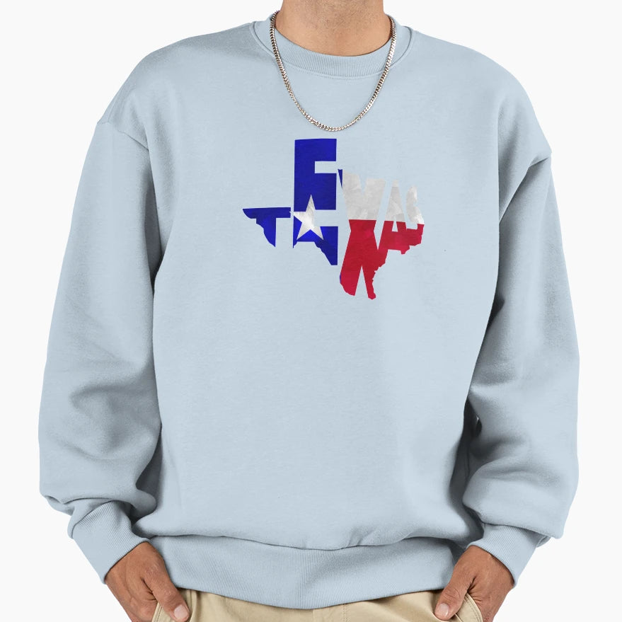 Texas Typographic Map Flag Sweatshirt - Streetwear Style Unisex - T-Shirt, Sweatshirt, Hoodie