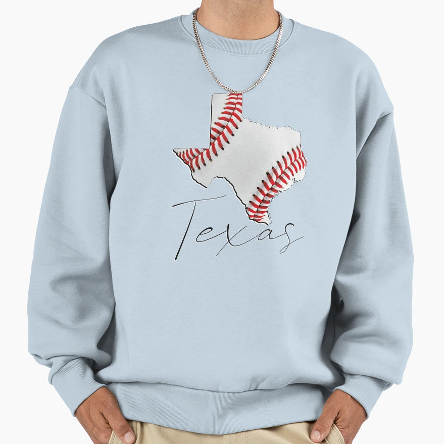 Texas Usa Map Real Baseball En Sweatshirt - Graphic Print Men Women - T-Shirt, Sweatshirt, Hoodie