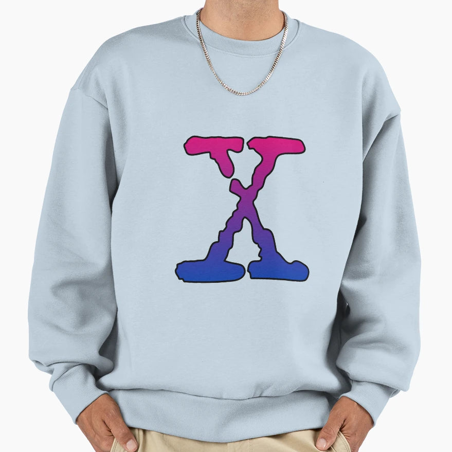 X Files Logo Bi Pride Colours Sweatshirt - Minimalist Print for Adults - T-Shirt, Sweatshirt, Hoodie