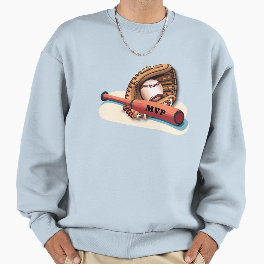 Love Baseball Mvp Sweatshirt - Minimalist Print Men Women - T-Shirt, Sweatshirt, Hoodie