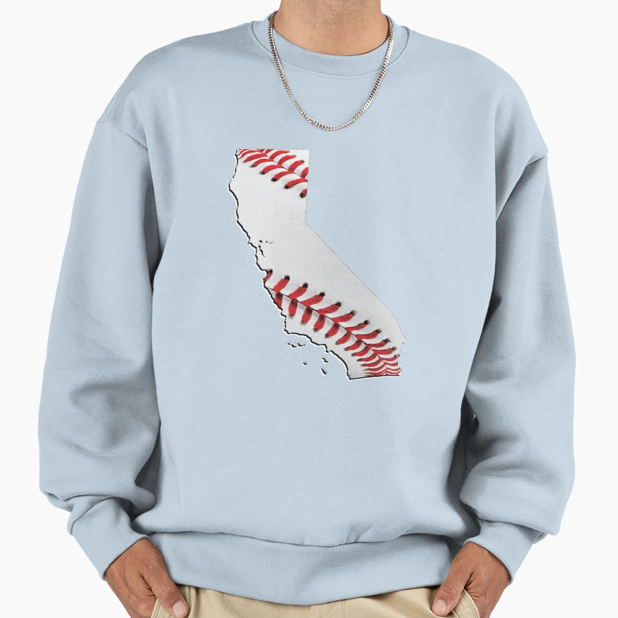 California Usa Map Real Baseball Sweatshirt - Unique Graphic for Adults - T-Shirt, Sweatshirt, Hoodie