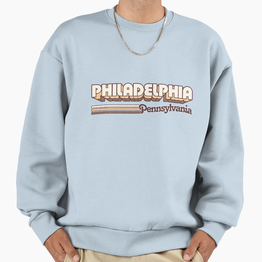 Philadelphia Pa City Stripes Sweatshirt - Streetwear Style for Adults - T-Shirt, Sweatshirt, Hoodie
