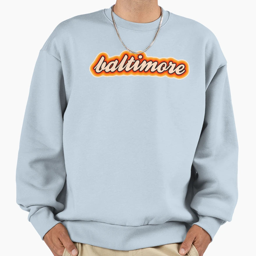 Orange Sunburst Baltimore Sweatshirt - Aesthetic Graphic for Adults - T-Shirt, Sweatshirt, Hoodie