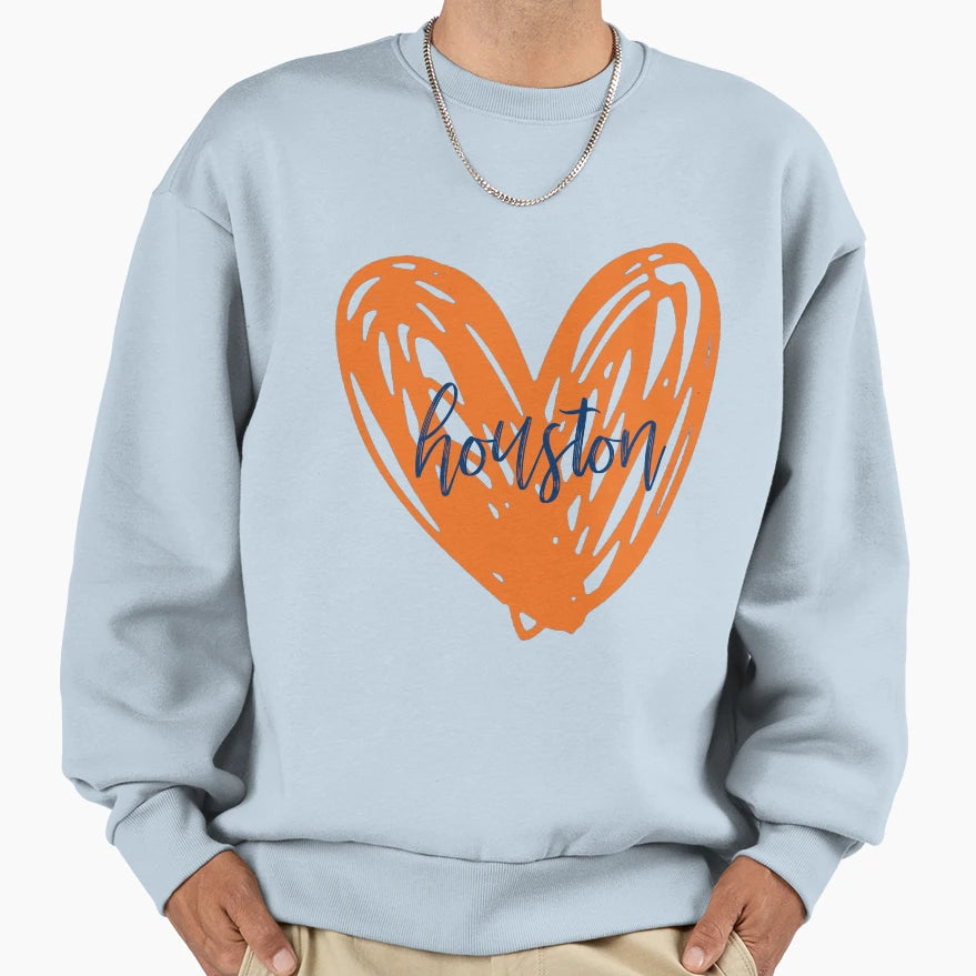 Houston Heart Sweatshirt - Fun Novelty Design Men Women - T-Shirt, Sweatshirt, Hoodie