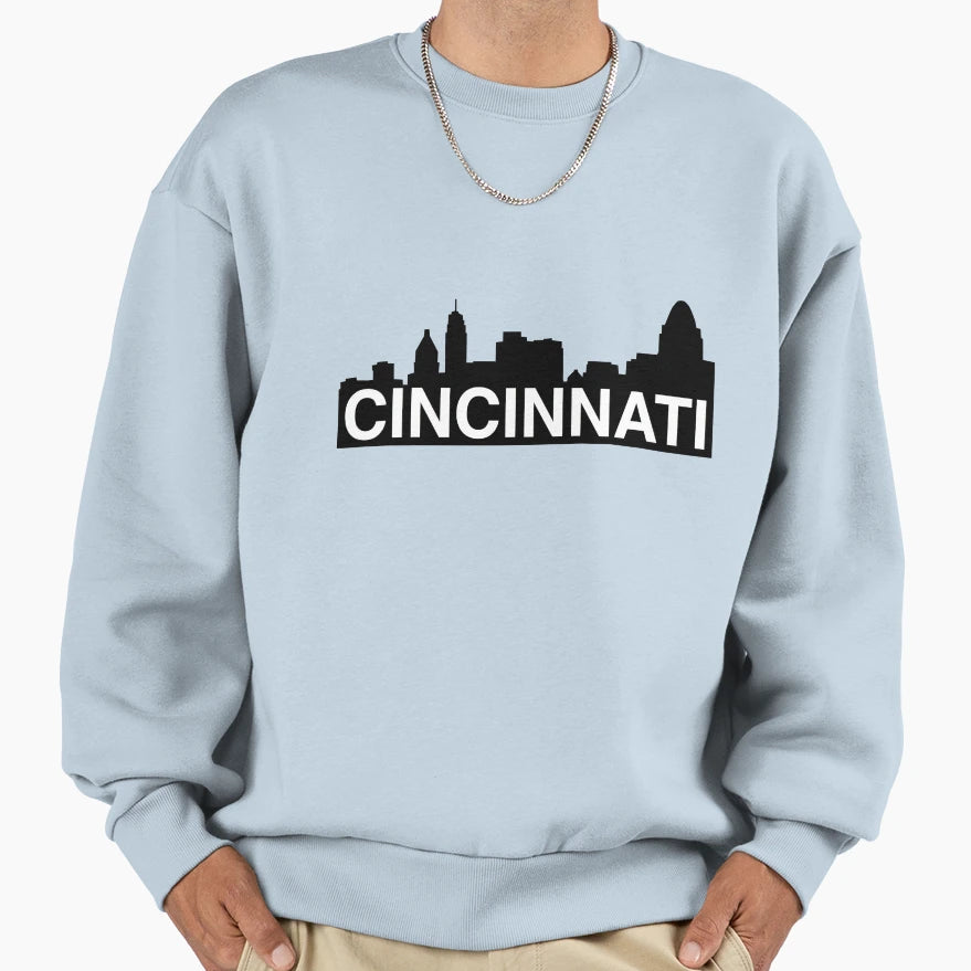 City Cincinnati Ohio Skyline Sweatshirt - Aesthetic Graphic for Adults - T-Shirt, Sweatshirt, Hoodie