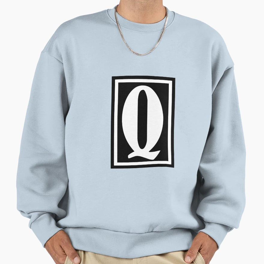 Fancy Letter Q Sweatshirt - Minimalist Print Men Women - T-Shirt, Sweatshirt, Hoodie