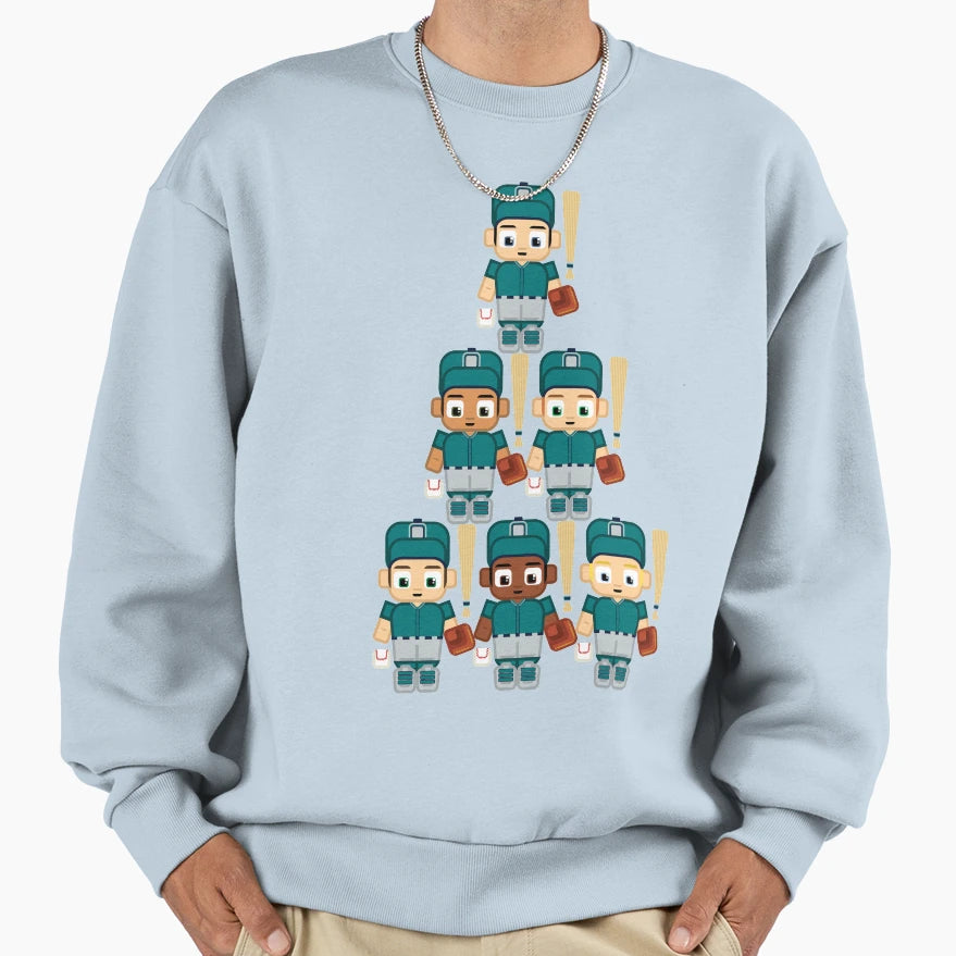 Baseball Teal And Grey Super Sweatshirt - Minimalist Print Men Women - T-Shirt, Sweatshirt, Hoodie