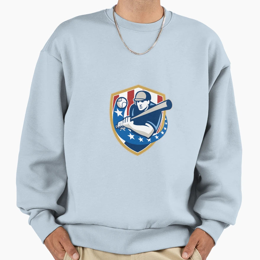 Baseball Hitter Batting Stars Sweatshirt - Trendy Graphic for Adults - T-Shirt, Sweatshirt, Hoodie
